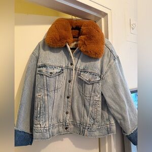Levi's Blue Jean Jacket with Faux Fur Collar